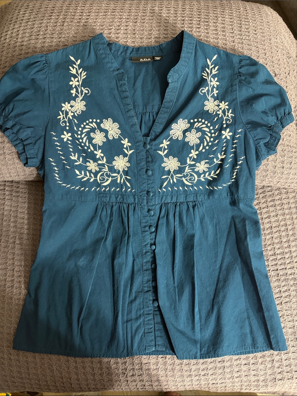 Teal Embroidered Button-Front Women’s Top - Brand: a.n.a